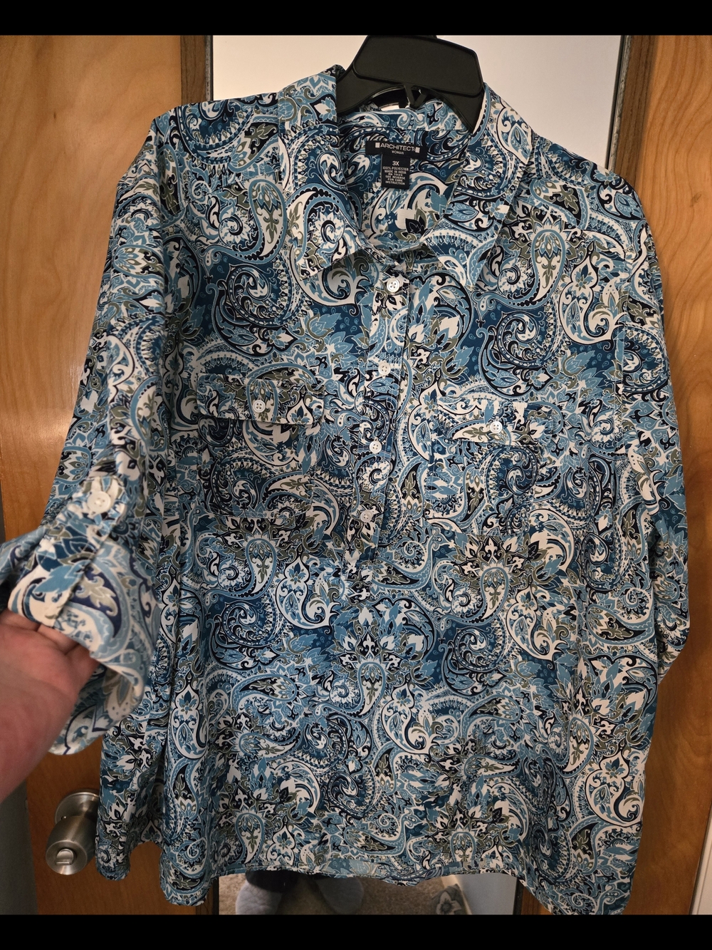 Architect Blue Paisley Button-Down Blouse